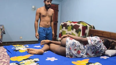 Step-sister and Step-brother share bed and hard rough Fuck